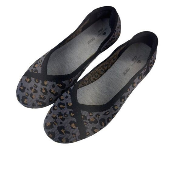 Clarks Womens Knit Leopard Print Ballet Flats Size 8.5W Black/Gray Slip-On Shoes - Picture 9 of 12